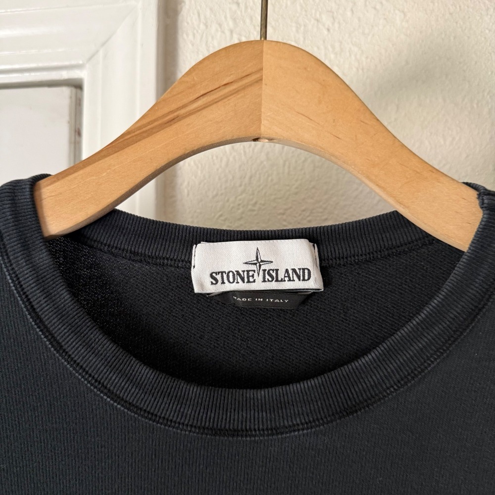 STONE ISLAND black crew neck knit long sleeve pullover tee t-shirt sweater - Picture 8 of 8